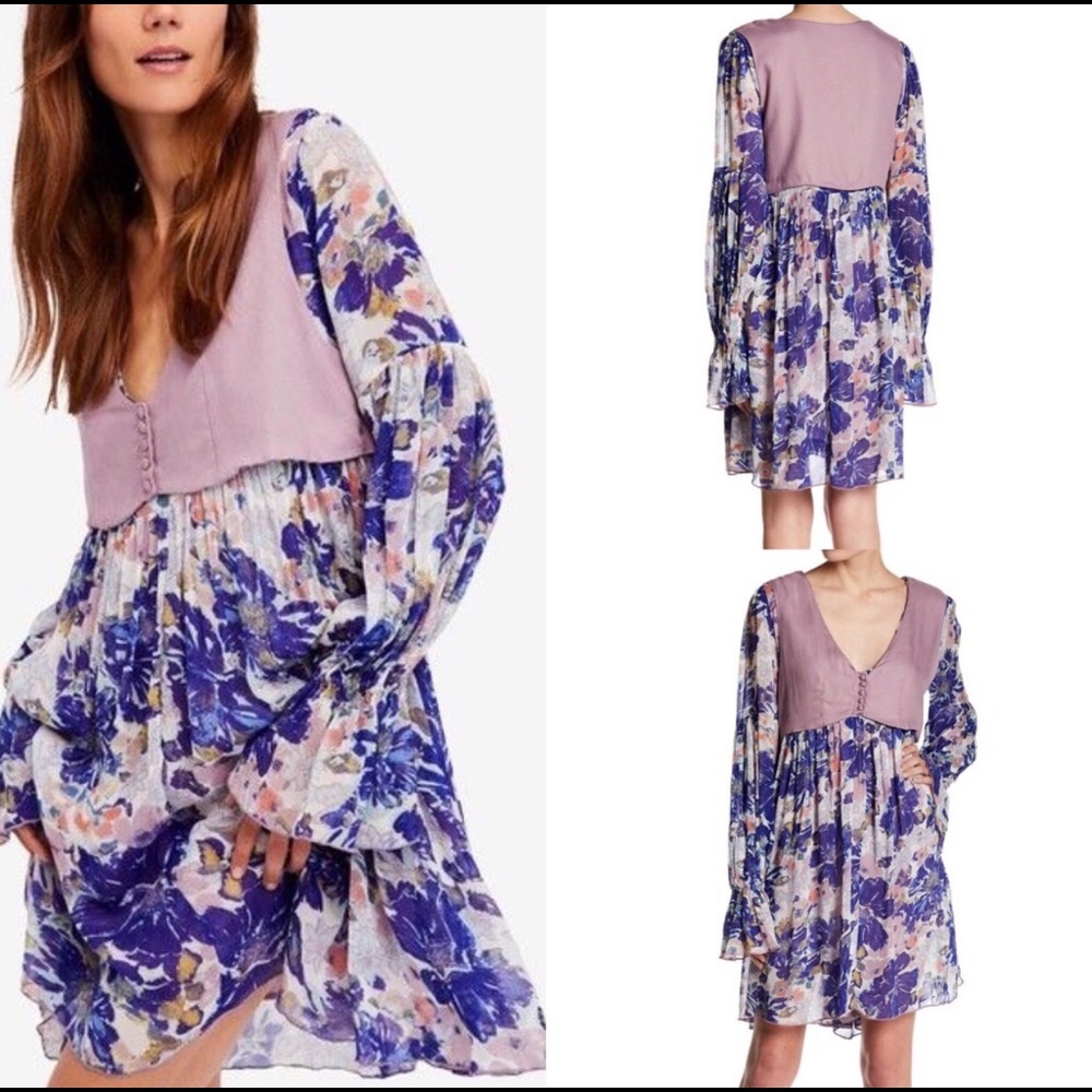 Free People Alice Vested Long Sleeve Floral Dress